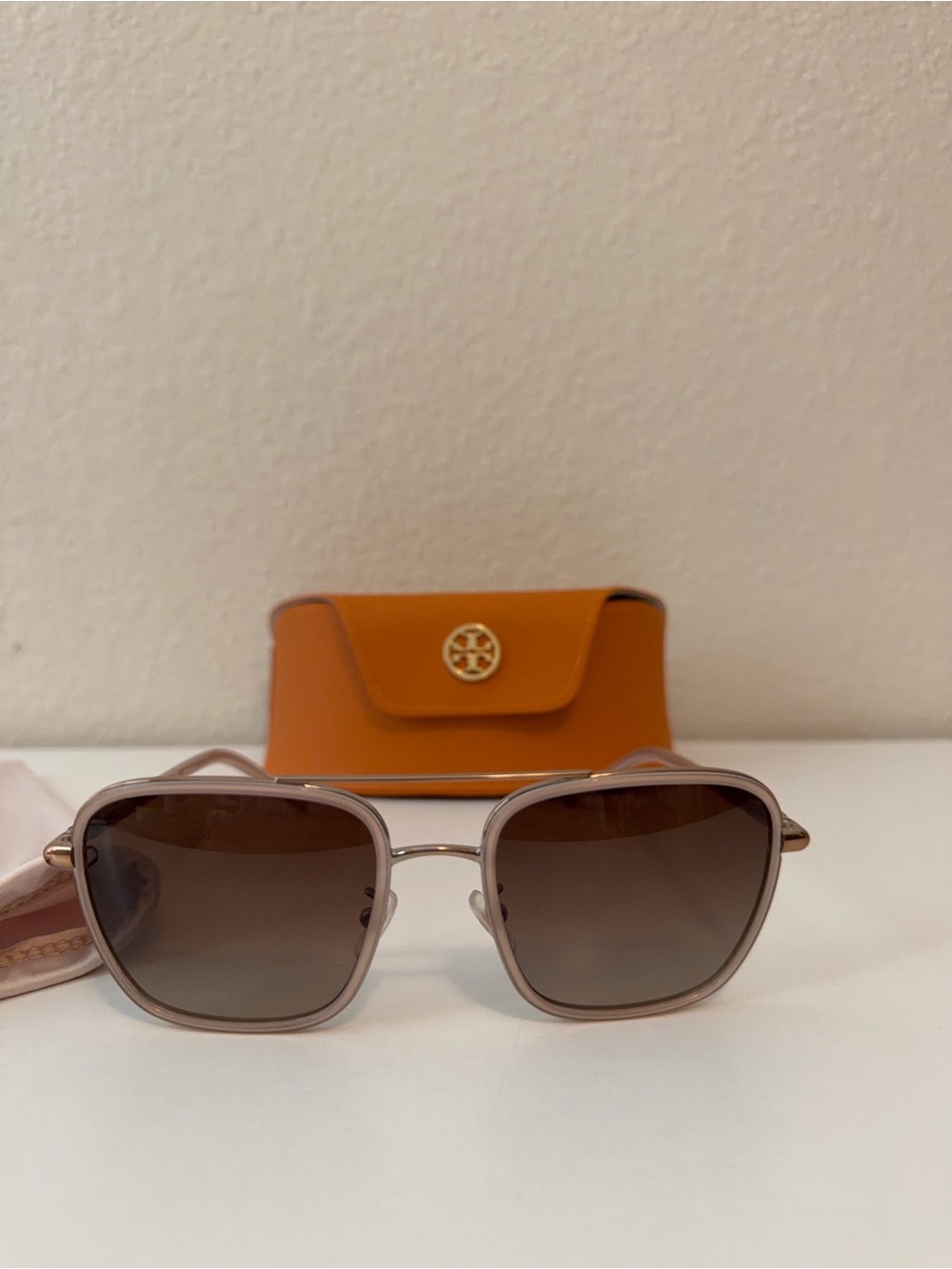 Tory Burch TY6090 Rose Gold & Milky Pink Sunglasses w/ Case